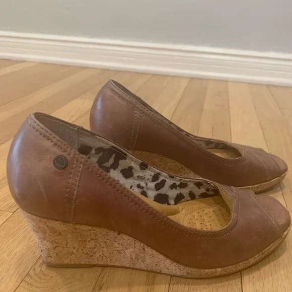 Nurture Peep Toe Metallic Cork Wedges - Picture 6 of 14